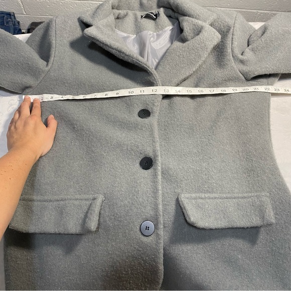 Pretty Little Thing Thick Peacoat Blazer Button Up Fluffy Fleece Oversized Loose - Picture 8 of 9
